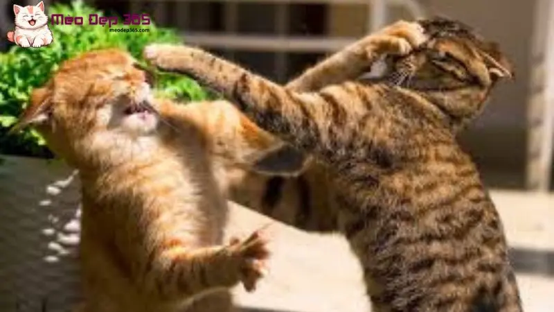 2 mèo đực đánh nhau